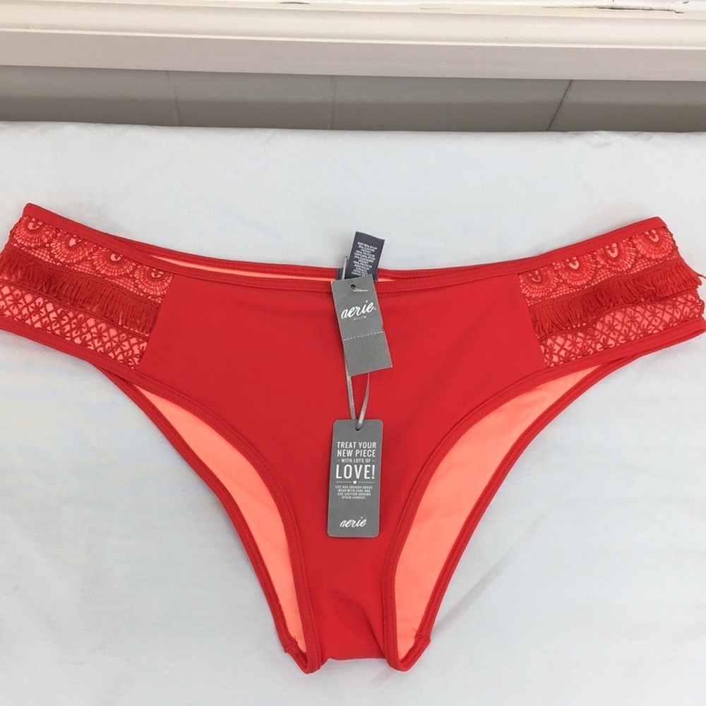 Aerie Bikini Bottoms High Cut Blue and Red Bundle of 2 Size L NEW With Tags - Picture 2 of 8